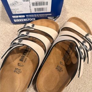 Birkenstock Tan and Black Strap Sandals